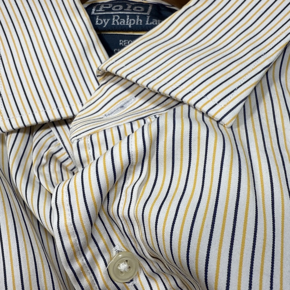 Polo Ralph Lauren Regent Custom Fit L/S Yellow Strip Button Dwn Shirt 17.5 34/35 - Picture 4 of 9